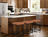 MAISON ARTS Counter Height Bar Stools Set of 3 for Kitchen Counter 24 Inch Backless Modern Barstools Industrial Upholstered Faux Leather Stools Farmhouse Island Chairs, Brown MAISON ARTS