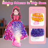 Fortand Poke-Art Crafts Kit for Kids, Princesses Craft Kits for Girls Ages 4-9 Paper Craft Kits with LED Base DIY Creative Activity Toys Gifts for Girls & Boys Ages 4 5 6 7 8 9 Mess-Free Fun for Kids Fortand
