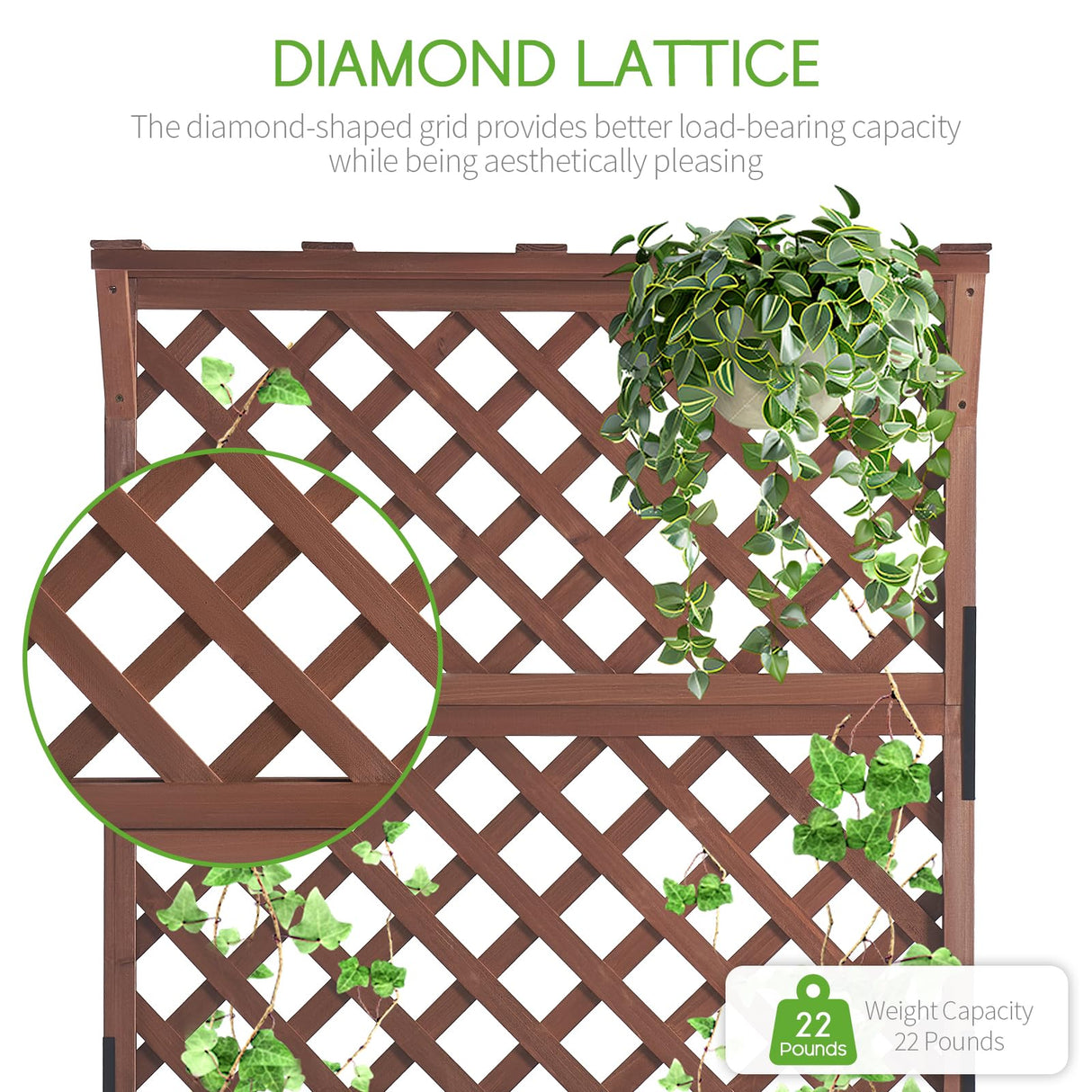 SPECRAFT 2 Pack Wood Planter with Trellis, 35.4x17.7x72 Inch Raised Garden Bed, 1.6Ft Deep Large Planter Box for Outdoor Gardening, Vegetables, and Climbing Plants SPECRAFT