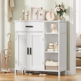 FIONESO Bathroom Cabinet, Storage Cabinet with 2 Doors and 3 Shelves, Coffee Bar Cabinet, Floor Cabinet, for Bathroom/Entryway/Living Room, White FIONESO