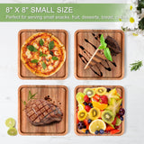 LorisArm 8" Acacia Wood Plate, Square Wooden Trays Serving Platter Dinner Server Tray Dessert Cookie Snack Fruit Serving Board. LorisArm