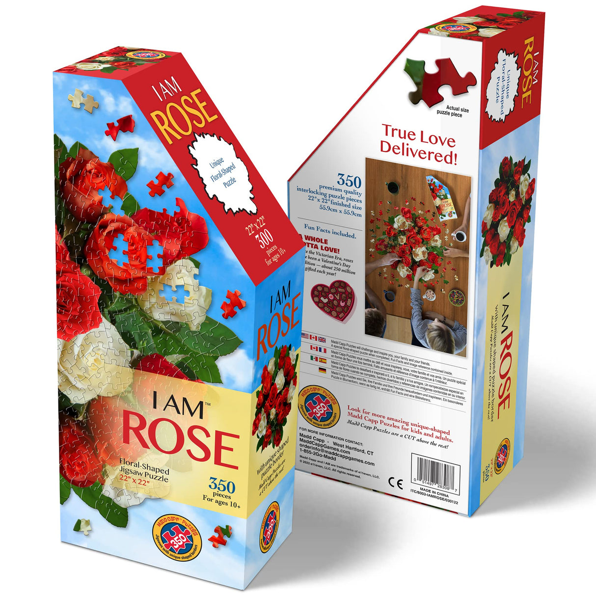 Madd Capp: I Am Rose - 350 Piece Jigsaw Puzzle- 8003 – Ages 10+, Unique Floral-Shaped Border, Challenging Random Cut, Includes Educational Madd Capp Fun Facts Madd Capp