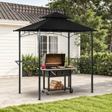 Grill Gazebo Canopy, 8'x 5' Outdoor BBQ Gazebo Shelter, Patio Double Tiered Tent for Barbecue and Picnic, Black TANGJEAMER