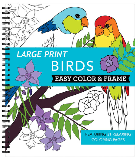 Large Print Easy Color & Frame - Birds (Stress Free Coloring Book) WoodArtSupply