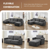 CACFTII 143.8" Modular Sectional Sofa Modern Chenille U-Shaped Couch with Thickened Seat Cushions, Easy Assembly, Upholstered 6 Seater Couch with 2 Movable Ottomans for Living Room, Grey CACFTII