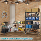 Metal Shelves Garage Shelving Wire Shelving Unit with Wheels, 6000lbs Weight Capacity Heavy Duty NSF Height Adjustable Storage Shelves 6 Tier Steel Commercial Grade Wire Rack, Black Dkeli