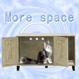 TaoHFE Hidden Cat Litter Box Enclosure Furniture with Cats Scratch Pad Farmhouse Enclosed Cat Litter Boxes Cabinet Furniture with Doors Wooden Indoor Cats Box House,Oak TaoHFE