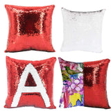 H-E 10PCS Mixed Color Sublimation Reversible Sequin Pillow Case Cover Blanks Square Mermaid Throw Pillowcase Covers Sofa Cushion Cover Case 15.75"x15.75" H-E