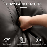 DRMBOOK Power Recliner Chair Set of 2, Faux Leather Wall Hugger Reclining Sofa, Double Electric Home Movie Sofa with Massage & Heat, 2 Person Recliner Set with LED Light for Living Room RV, Brown DRMBOOK