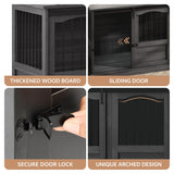 Homiflex 53.54 Inch Wooden Dog Crate Furniture Heavy Duty Dog Kennel Furniture with Sliding Doors for Large Breed Decorative Solid Wood Dog Cage End Table for Indoor, Dark Grey Homiflex