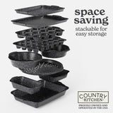 Country Kitchen Nonstick Stackable Bakeware Set - Durable, Easy Release Baking Set, Black, 10 Pcs Country Kitchen