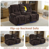 TUNYI Wall Hugger Power Loveseat Recliner - Reclining Loveseat with Console Theater Seating RV Recliner Sofa with USB/Outlet/Speaker/Cup Holder/LED Light/Storage (Beibei VelvetBrown) TUNYI