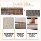 ZJEYEJZ 7 Pieces Patio Furniture Set - All-Weather Outdoor Wicker Sectional Conversation Sofa, Rattan Patio Seating Sofa Set with Cushion and Glass Table for Porch Poolside, Brown/Beige ZJEYEJZ