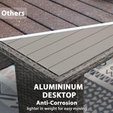 JOIVI Outdoor Patio Furniture Set, 7 Piece Patio Dining Sofa Set, Outdoor Sectional Couch Conversation Set All Weather Wicker Rattan Aluminum Desktop Dining Table & Chair with Ottomans, Gray Cushion JOIVI