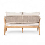 Christopher Knight Home Katarina Patio Acacia Wood Loveseat Furniture, Outdoor Loveseat Sofa with Comfy Fabric Cushions, 2-Seater Sofa with Handwoven Rope Backrest for Garden, Light Brown+Beige Christopher Knight Home