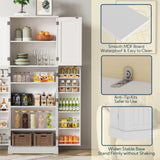 Yusong 64'' Kitchen Storage Cabinet, Tall Pantry Storage Cabinet with Doors and Shelves, Food Free Standing Pantry for Kitchen Dining Living Room, White Yusong