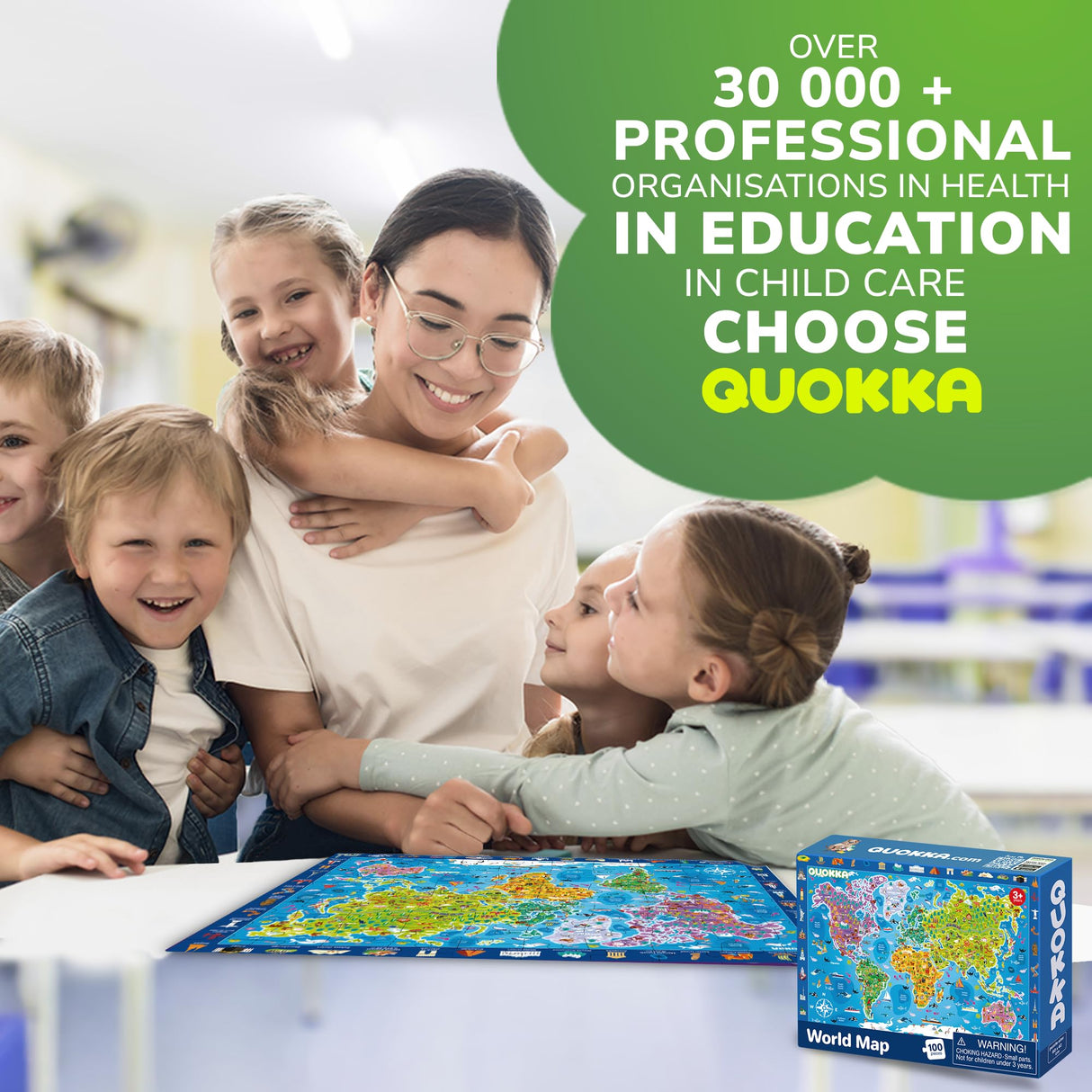 QUOKKA 100 Piece Puzzles for Kids Ages 4-6 – 3 Pack Floor Puzzles for Kids 8-10 Year Old – Learning Games World Map & Space 5-7 – United States Educational Puzzles for Toddlers 3-5 QUOKKA