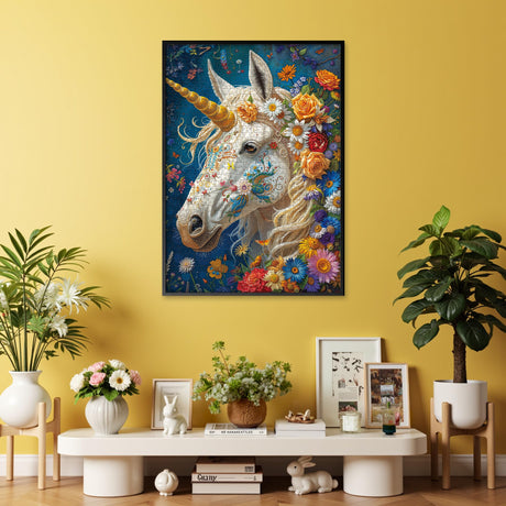 Divine Bloom Steed 1000-Piece Jigsaw Puzzle for Adults –Challenging Enchanted Unicorn with Flower Mane Art, Premium Matte Finish, 27.56 x 19.68 Inches, Perfect for Game Nights XURLEQ