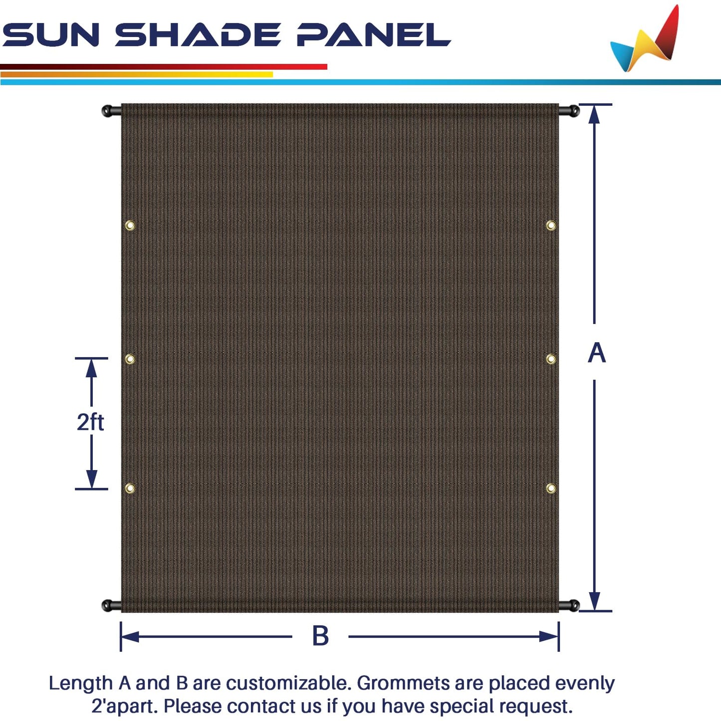 Windscreen4less 12'x18' Outdoor Pergola Replacement Shade Cover Canopy for Patio Privacy Shade Screen Panel with Grommets on 2 Sides Includes Weighted Rods Breathable UV Block Brown