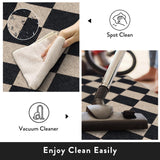 Lahome Checkered Easy Jute Runner Rug, 2x8 Hallway Kitchen Runner Rug Non Slip Washable Outdoor Carpet for Entryway Indoor, Checkerboard Black Indoor Outdoor Carpet for Hallway 8ft Entry Lahome