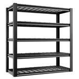 LI JIU HOME 5 Tier Metal Shelving Unit, Adjustable Storage Shelves, 84" H x 47" W x 24" D Heavy Duty Garage Shelves for Warehouse, Basement, Kitchen, Pantry, Living Room, Black LI JIU HOME
