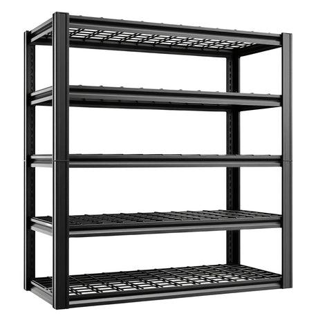 LI JIU HOME 5 Tier Metal Shelving Unit, Adjustable Storage Shelves, 84" H x 47" W x 24" D Heavy Duty Garage Shelves for Warehouse, Basement, Kitchen, Pantry, Living Room, Black LI JIU HOME