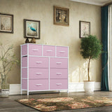 YITAHOME Dresser for Bedroom with 9 Drawers, Fabric Storage Dresser, Closet Dresser & Chest of Drawers for Living Room, Closets - Sturdy Steel Frame, Wooden Top & Easy Pull Fabric Bins(Rose Pink) YITAHOME