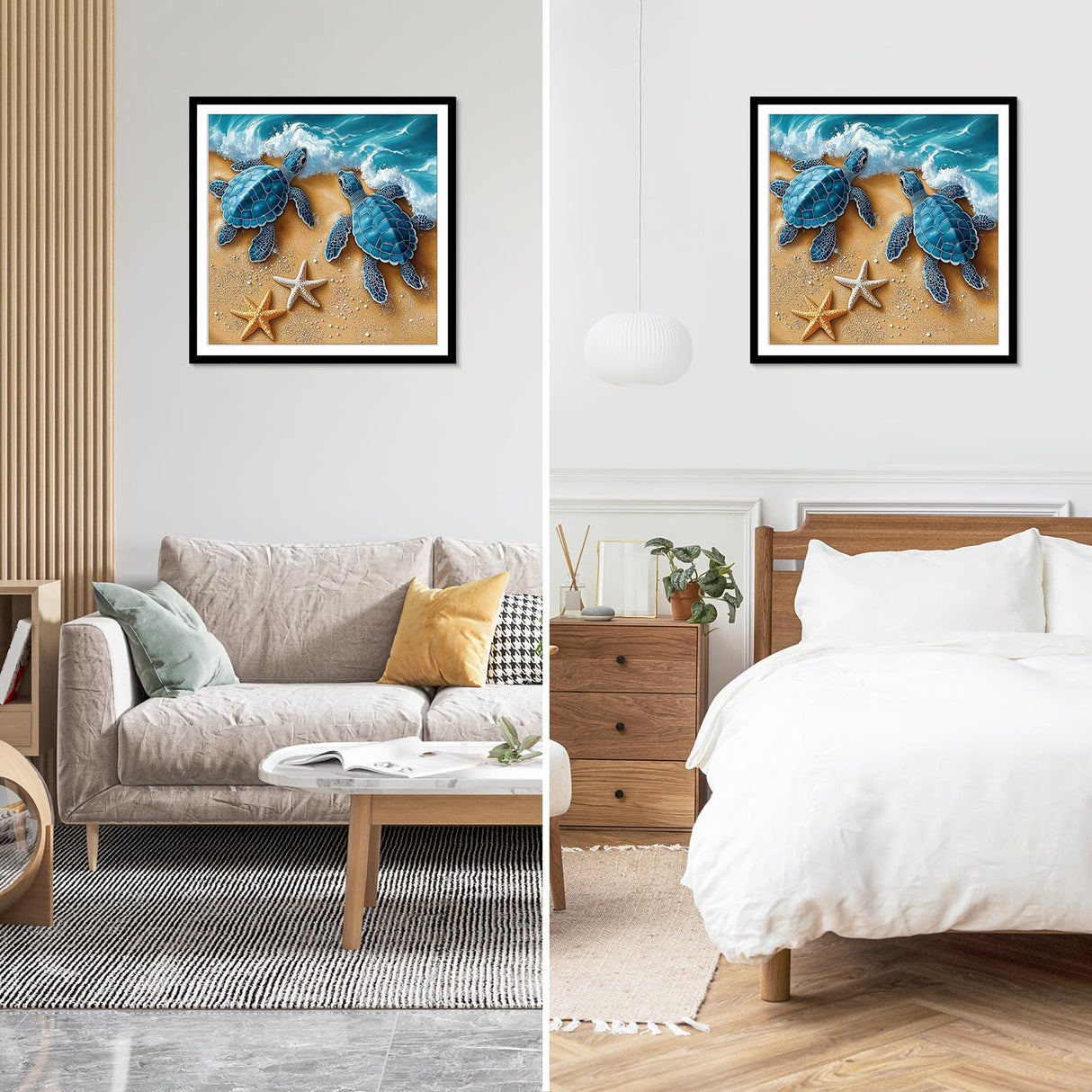 NEWENMO Turtles Diamonds Painting Kits for Adults Beginner, DIY 5D Starfish Diamond Art Paint with Round Diamonds, Full Drill Gem Art Beach Diamonds Art Painting for Home Wall Decor 12x12 Inch NEWENMO