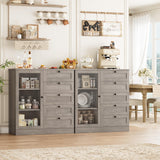 HOSTACK 5 Drawer Dresser with Door, Storage Cabinet with Drawers and Shelves, Wide Wood Dresser, Modern Chest of Drawers Organizers for Living Room, Kitchen, Hallway HOSTACK