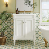 Merax 24” Bathroom Vanity with Sink, Powder Room Small Bathroom Vanity with 2-Door Cabinet, Undermount Sink, Solid Wood Frame Bathroom Storage Cabinet (White) Merax