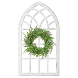 Sintosin Large Farmhouse Arched Window Frame Wall Decor 44 X 24 Inch, Hanging Distressed White Window Pane Wall Decor Living Room, Rustic Wooden Faux Windows for Bedroom Fireplace Entryway Sintosin