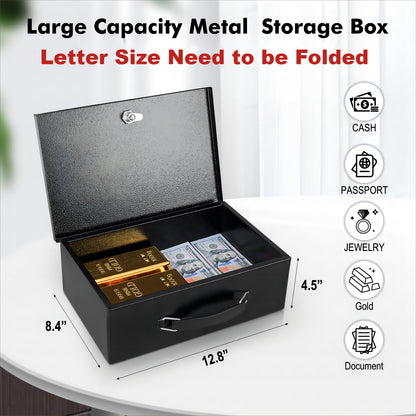 KYODOLED Fireproof Document Box with Key Lock,Safe Storage Box for Valuables,Fire Resistance Security Chest,Fireproof Box for