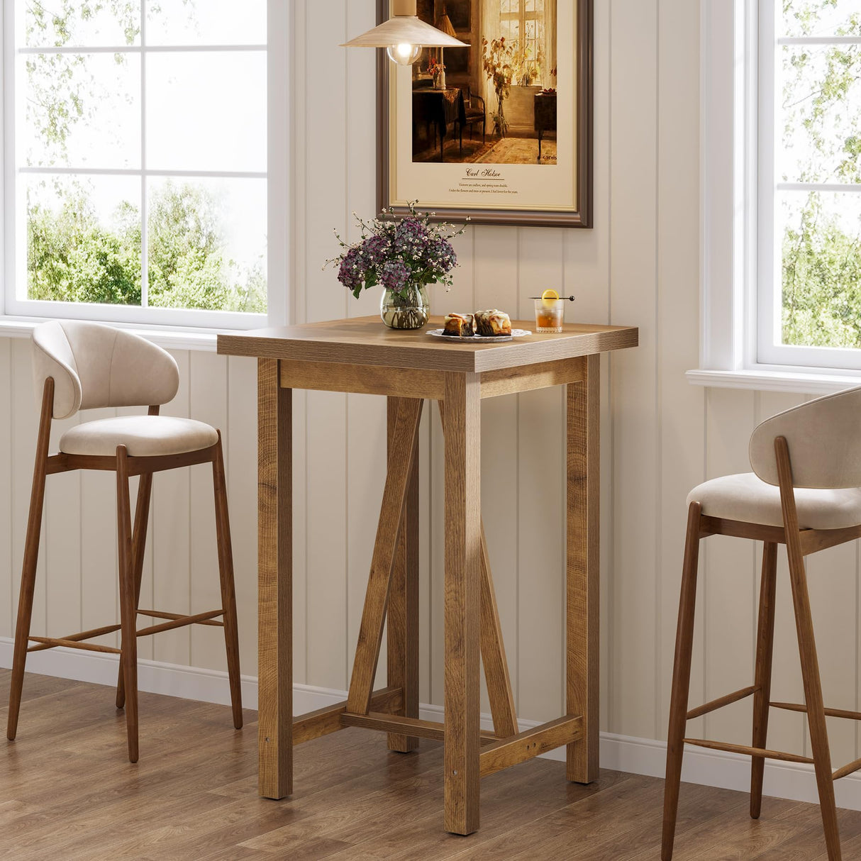 Tribesigns Bar Table, 39.4" Tall Counter Height Pub Table for Cocktail Coffee Bistro, Farmhouse Square High Top Desk for Living Room, Dining Room, Kitchen, Small Space Tribesigns