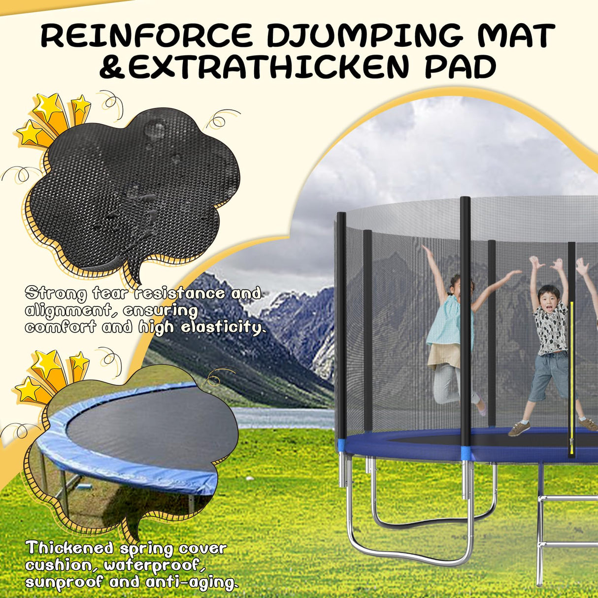 Tranpoline 8FT 10FT 12FT 14FT 16T Tranpoline for Adults/Kids with Safety Enclosure -Recreational Tranpolines with Ladder and Basketball Hoop-Outdoor Tranpoline for Kids,Capacity 300-1000lbs… SENCHO GINSYTALIOR