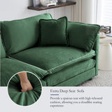 GNIXUU Deep Seat Sectional Sofa Cloud Couch with Ottoman, 76.7" Modern Chenille Comfy Upholstered Modular Sofa L Shaped Couch for Living Room, Apartment, Studio, Office(Green). GNIXUU
