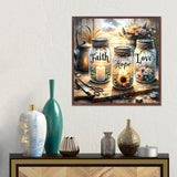 TOPMCYSG Faith,Hope,Love Diamond Art Kits for Adults,Inspirational 5D Diamond Painting Kits for Beginners,DIY Paint with Round Full Drill Diamond Dots Gem Painting for Adults,Home Decor 13.78x13.78 in TOPMCYSG