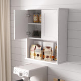 Bathroom Wall Cabinet Wooden with 2 Doors,Over the Toilet Storage Cabinet,Bathroom and Laundry Wall Mount Storage Medicine Cabinet with Open and Adjustable Shelf,Easy Assembly (Style A -1 PC, White) NewBeth