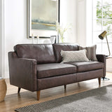 Modway Impart Upholstered Genuine Leather Sofa in Brown Modway
