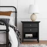 SIMPLIHOME Amherst SOLID WOOD 24 Inch Wide Traditional Bedside Nightstand Table in Black, For the Living Room and Bedroom SIMPLIHOME
