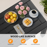 VINGLI Outdoor Coffee Table, HDPE Patio Coffee Table for Outside, All-Weather Rectangle Coffee Table for Deck, Garden, Balcony, Porch, Indoor & Outdoor Use (Black) VINGLI