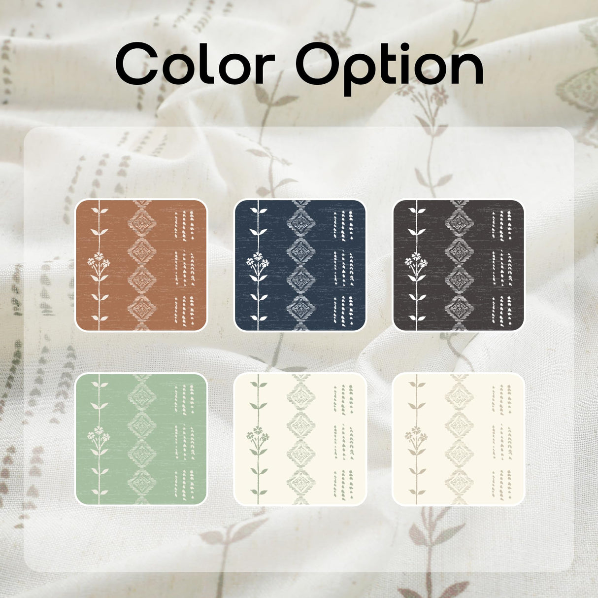 Neutral Farmhouse Curtains for Living Room 84 Inches Long,Taupe Cream Boho Light Filtering Sheer Patterned Modern Beautiful Linen Curtains with Floral Pattern Design Dining Room 84 Length 2 Panels Set Lino Rosa