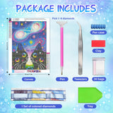 SuanFA Black cat 5D Diamond Art Kits for Beginners, Adult Diamond Art Animals in Galaxy with Stars, Planets, DIY Home Decor Cute Cat Diamond Painting Canvas Kits 12x16in SuanFA