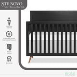 Evolur Stilnovo Mid Century 4-in-1 Convertible Crib, in Onyx Black Evolur