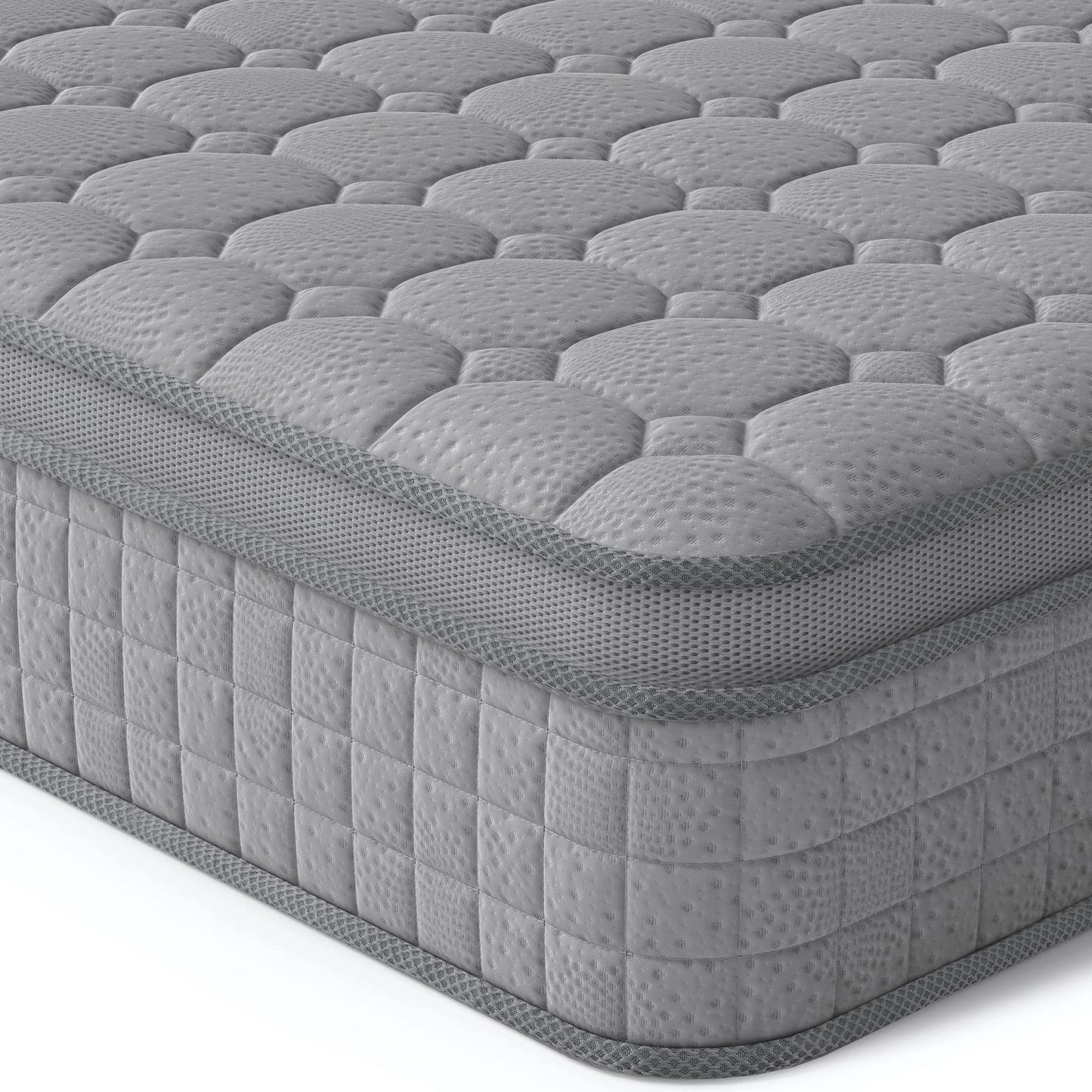 Vesgantti 10 Inch Multilayer Hybrid Cal King Mattress - Multiple Sizes & Styles Available, Ergonomic Design with Memory Foam and Pocket Spring, Medium Firm Feel, Grey