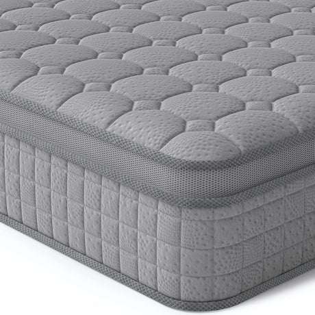 Vesgantti 10 Inch Multilayer Hybrid Twin Mattress - Multiple Sizes & Styles Available, Ergonomic Design with Memory Foam and Pocket Spring, Medium Firm Feel, Grey Vesgantti
