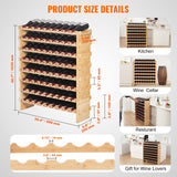 VEVOR 72 Bottle Upgrade Modular Wine Rack, Continuously Store Pinot Bottles, 8-Tier Bamboo Wood Storage Rack, Floor Freestanding Wines Holder Display Shelf, Wobble-Free Shelves for Kitchen Bar Cellar VEVOR