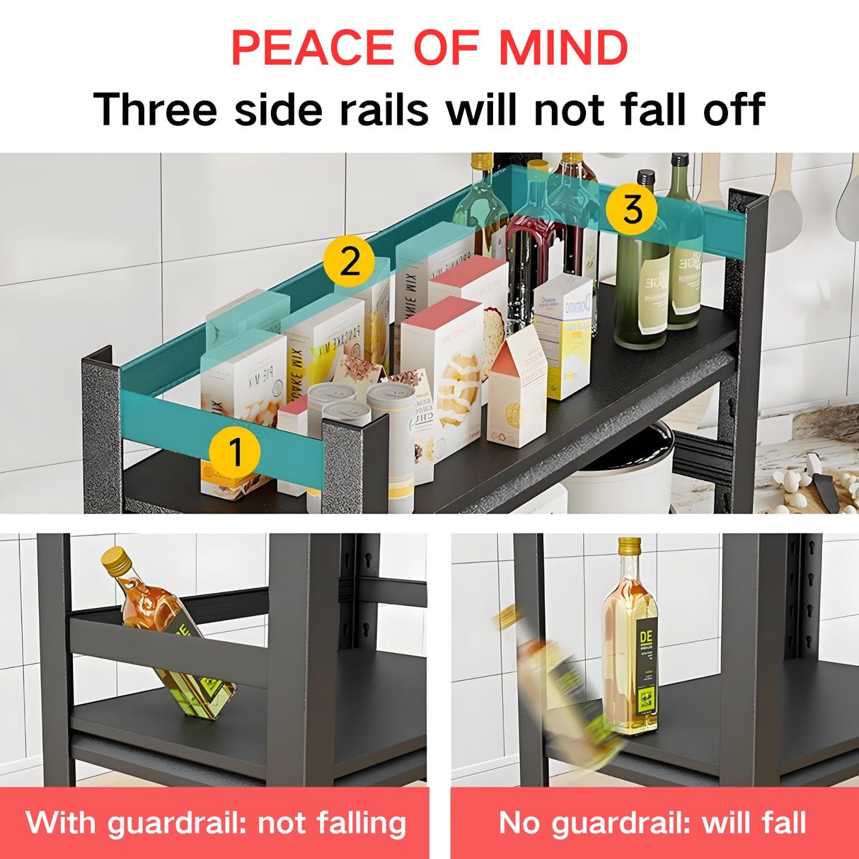 Notmise Kitchen Storage Shelves, Heavy Duty 5-Tier Kitchen Shelving, 63" H Metal Storage Unit with Adjustable Shelves, Free Standing Pantry Organization Shelf, for Kitchen, Pantry and Garage, Black Notmise