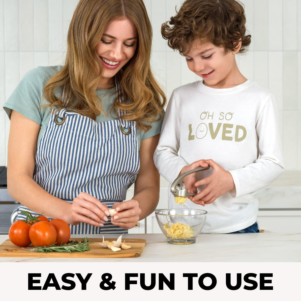 Zulay Kitchen Premium Garlic Press Set - Rust Proof & Dishwasher Safe Professional Garlic Mincer Tool - Easy-Squeeze, Easy-Clean with Soft, Ergonomic Handle - Silicone Garlic Peeler & Brush (Silver) Zulay Kitchen