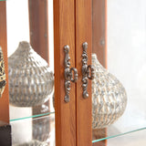 CKEASEAN Lighted Curio Cabinet, 52" H Glass Display Cabinet with Adjustable Shelves, China Cabinet with Tempered Glass Doors for Living Room, Light Blub Included (Dark Oak) CKEASEAN