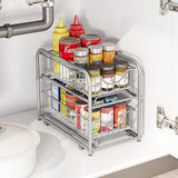 AIYAKA under sink storage 2 Tier Stackable Sliding Basket Organizer Drawer For Kitchen And Bathroom/Cabinet Drawers,silver AIYAKA